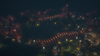 夜幕下的鸟居参道长廊