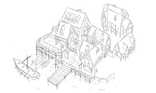 雪樱港城镇区规划，原画：麻瓜（ID:MEGARIGEL）