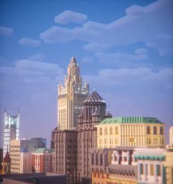 邕林屿市中心天际线，图中央为邕林屿最高建筑三福中心广场。