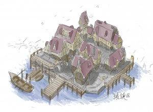 雪樱港城镇区规划，原画：麻瓜（ID:MEGARIGEL）